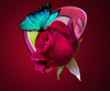 Pink Rose and Butterfly.png